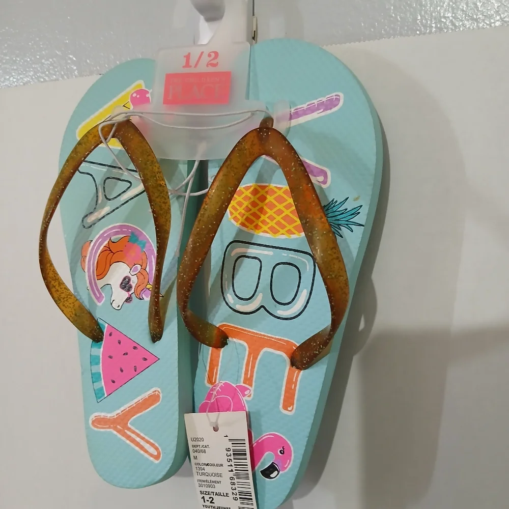THE CHILDREN'S PLACE‎ GIRLS VIBES FLIP FLOPS SIZE 1/2